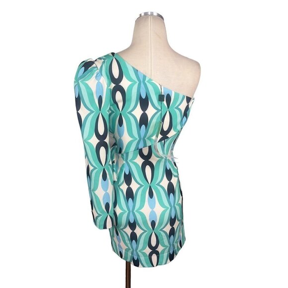 PatBO Twist One Shoulder Mini Dress in Piscene Blue 2 New Womens Cocktail - Picture 8 of 14